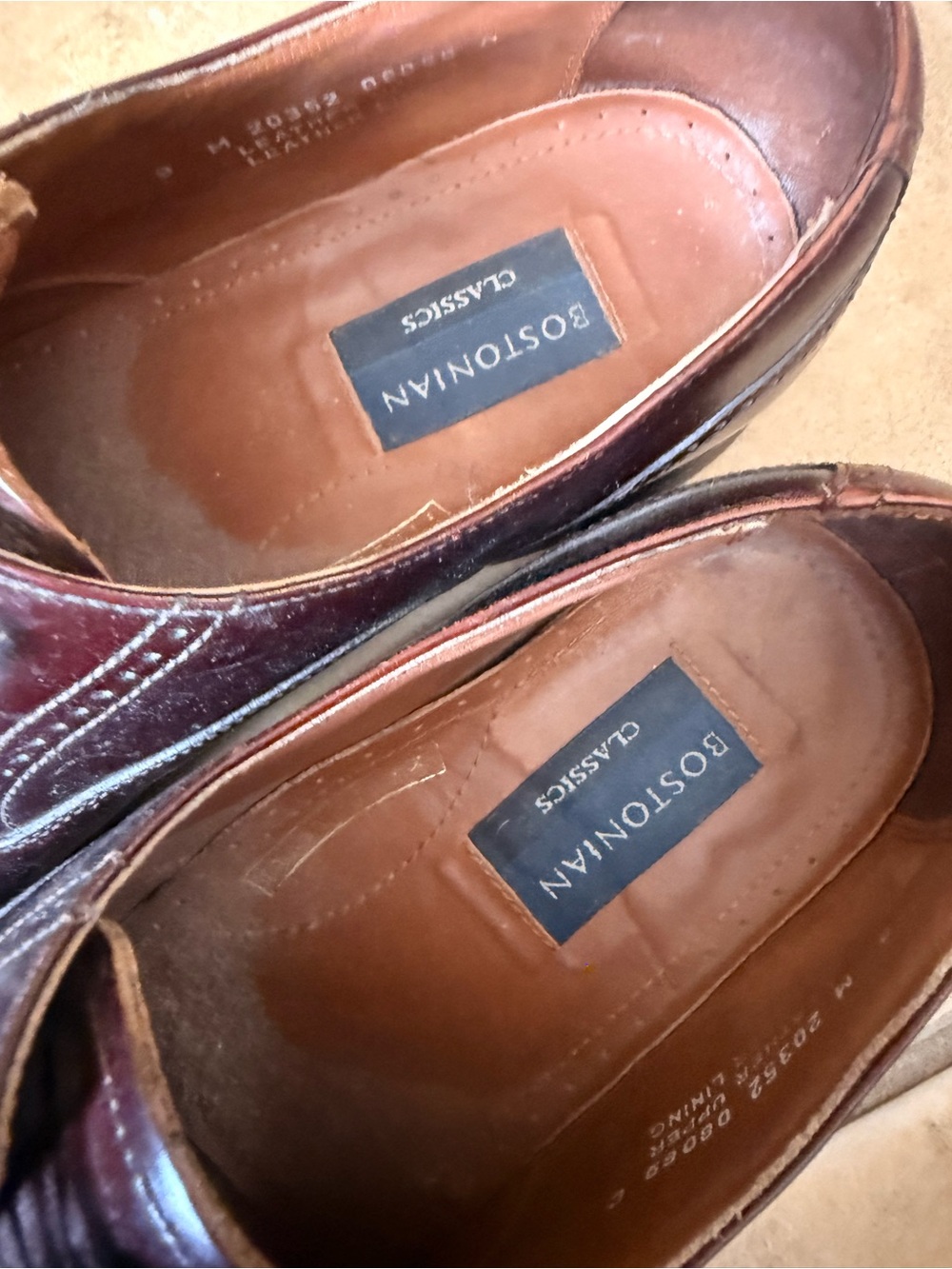 Oxford Dress Shoes 100% Leather Bostonian Classics Burgundy Cap Toe Men’s Size 9 - Picture 3 of 6